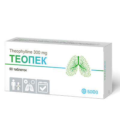 Теопек Theophylline / R03D A04 