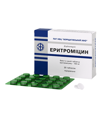 Еритроміцин Erythromycin / J01F A01